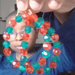 red and green christmas earrings